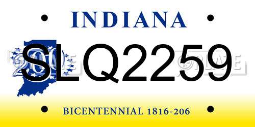 SLQ2259 Indiana License Plate