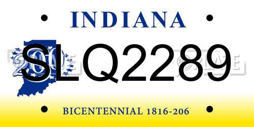 SLQ2289 Indiana License Plate