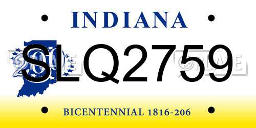 SLQ2759 Indiana License Plate
