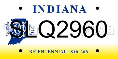 SLQ2960 Indiana License Plate