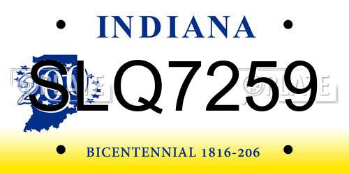 SLQ7259 Indiana License Plate