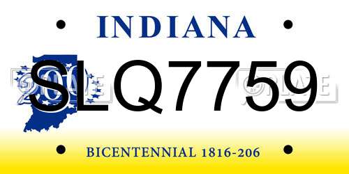 SLQ7759 Indiana License Plate
