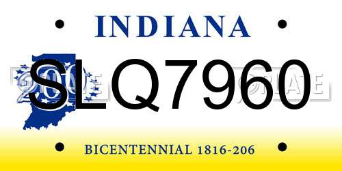 SLQ7960 Indiana License Plate