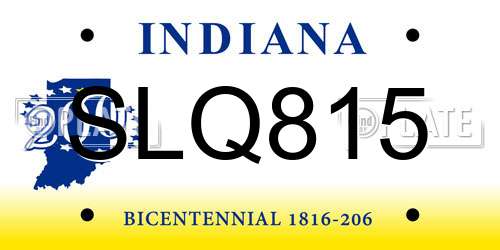 SLQ815 Indiana License Plate