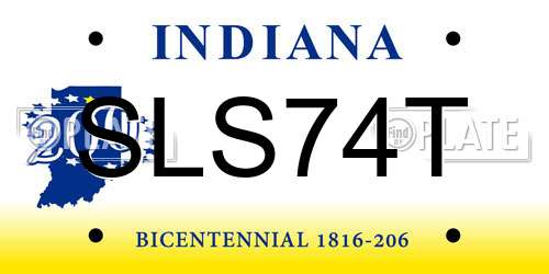 SLS74T Indiana License Plate