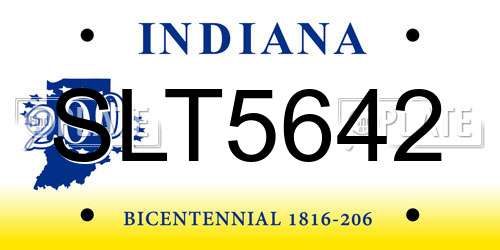 SLT5642 Indiana License Plate