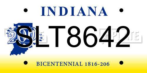 SLT8642 Indiana License Plate