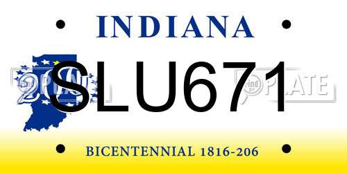 SLU671 Indiana License Plate