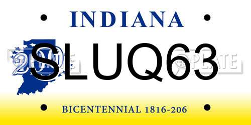 SLUQ63 Indiana License Plate