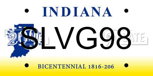 SLVG98 Indiana License Plate