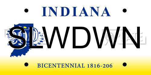 SLWDWN Indiana License Plate