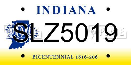 SLZ5019 Indiana License Plate