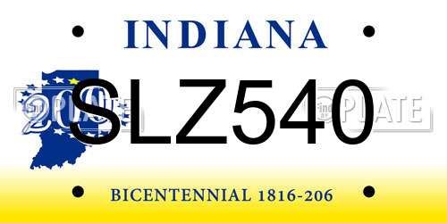 SLZ540 Indiana License Plate