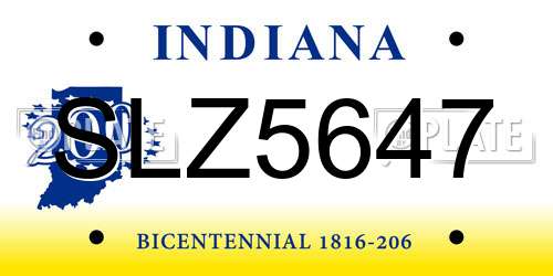 SLZ5647 Indiana License Plate