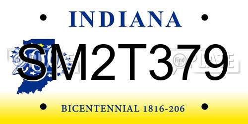 SM2T379 Indiana License Plate
