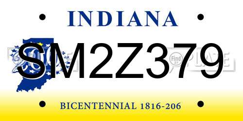 SM2Z379 Indiana License Plate