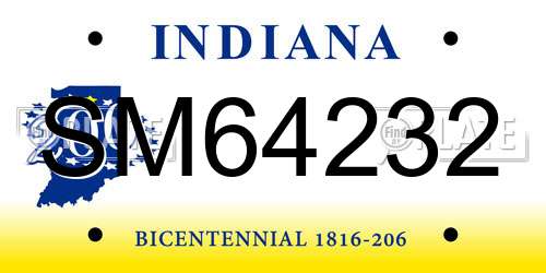 SM64232 Indiana License Plate