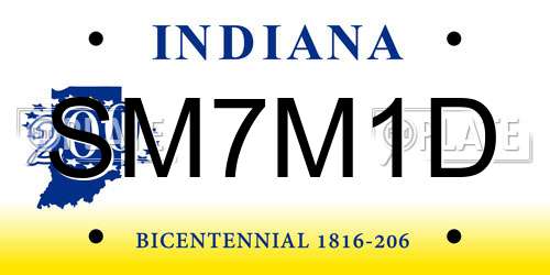 SM7M1D Indiana License Plate