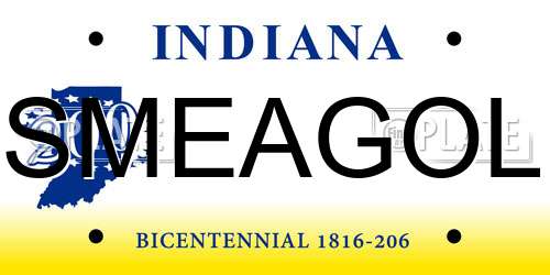 SMEAGOL Indiana License Plate