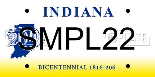 SMPL22 Indiana License Plate