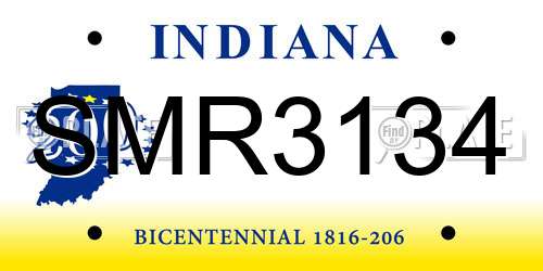 SMR3134 Indiana License Plate