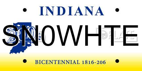 SN0WHTE Indiana License Plate