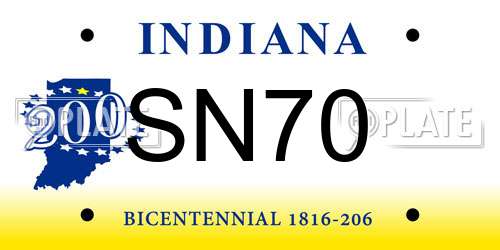 SN70 Indiana License Plate