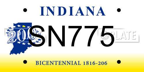 SN775 Indiana License Plate