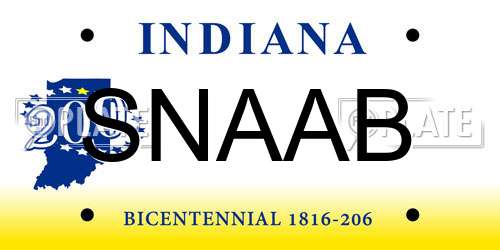SNAAB Indiana License Plate