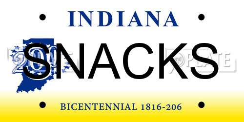 SNACKS Indiana License Plate