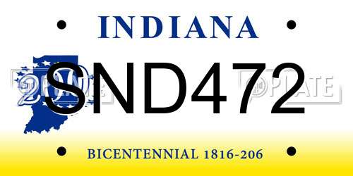 SND472 Indiana License Plate