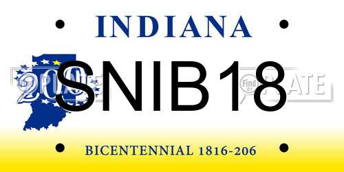 SNIB18 Indiana License Plate