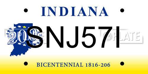 SNJ57I Indiana License Plate