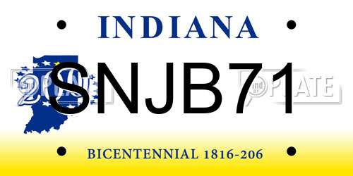 SNJB71 Indiana License Plate