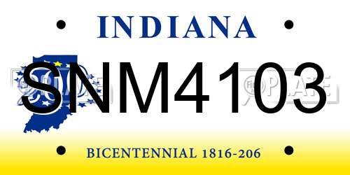 SNM4103 Indiana License Plate