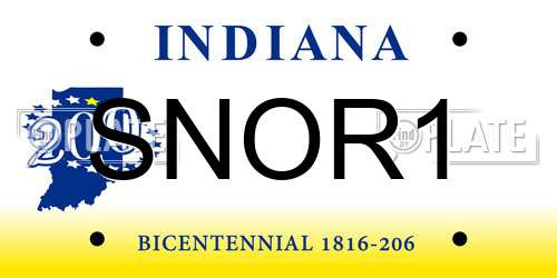 SNOR1 Indiana License Plate