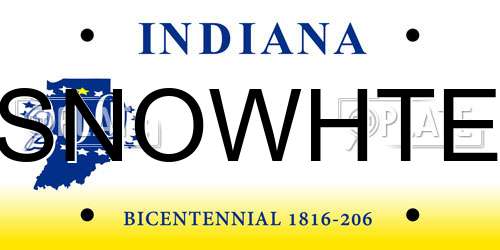 SNOWHTE Indiana License Plate