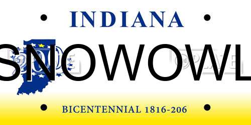 SNOWOWL Indiana License Plate