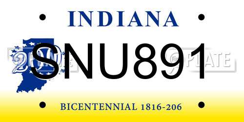 SNU891 Indiana License Plate