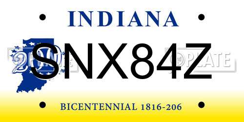 SNX84Z Indiana License Plate