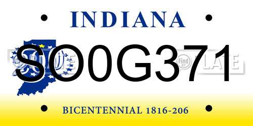 SO0G371 Indiana License Plate