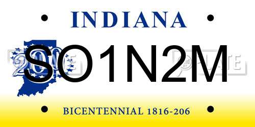 SO1N2M Indiana License Plate