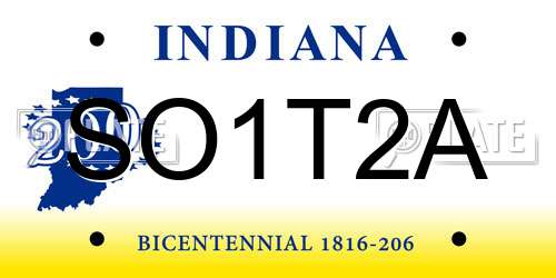 SO1T2A Indiana License Plate