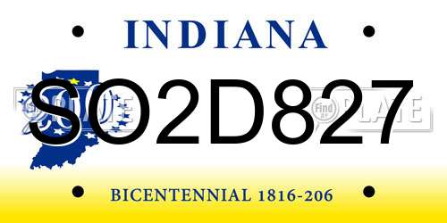 SO2D827 Indiana License Plate