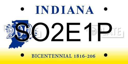 SO2E1P Indiana License Plate