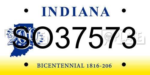 SO37573 Indiana License Plate