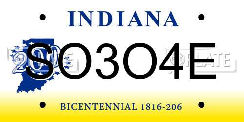 SO3O4E Indiana License Plate
