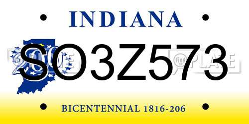 SO3Z573 Indiana License Plate