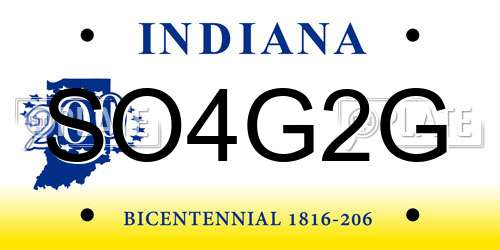SO4G2G Indiana License Plate