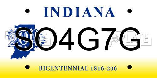 SO4G7G Indiana License Plate